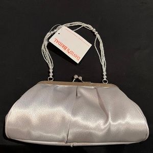 David's bridal purse clutch silver nwt